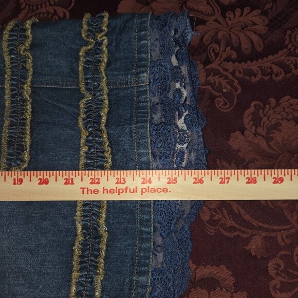 Oilily Denim Ruffle Lace Hemmed Skirt Woman's Size 42 US Size 10 - Picture 5 of 8